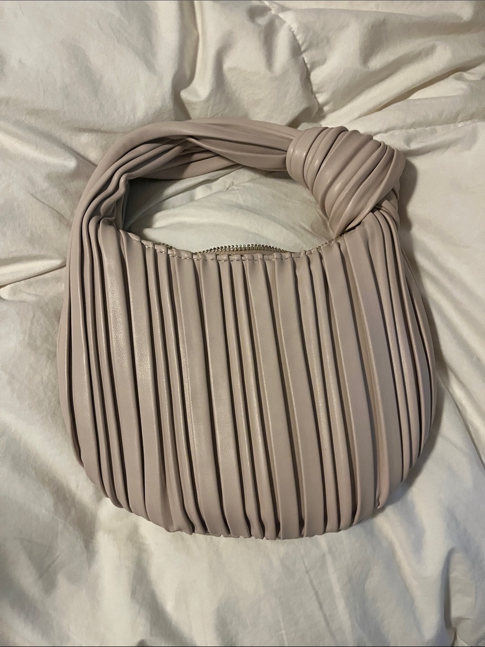 Source Unknown Pleated Mini Hobo Bag in Taupe Beige